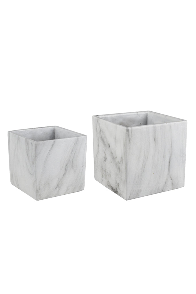 Rustic Marble Look Square Planter