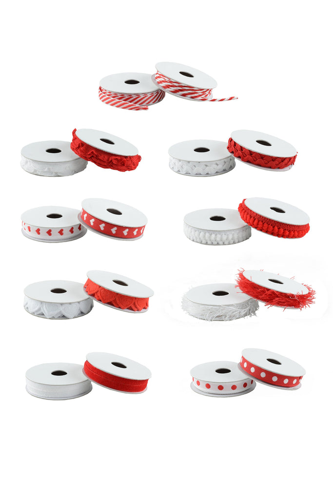 Assorted Red & White Ribbon Set - Box of 64