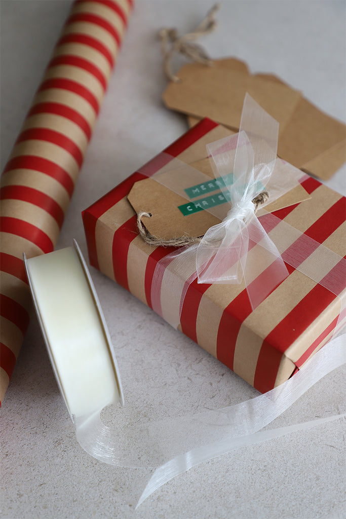 D/Sided Kraft Striped Wrapping Paper