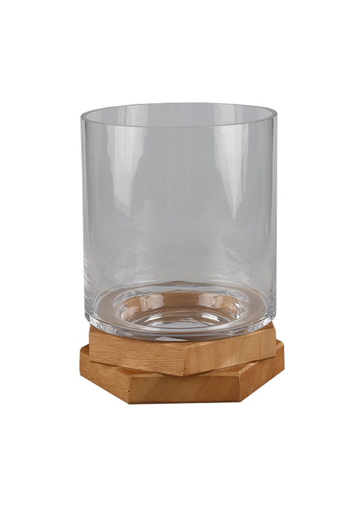 Glass Cylinder On Wooden Base