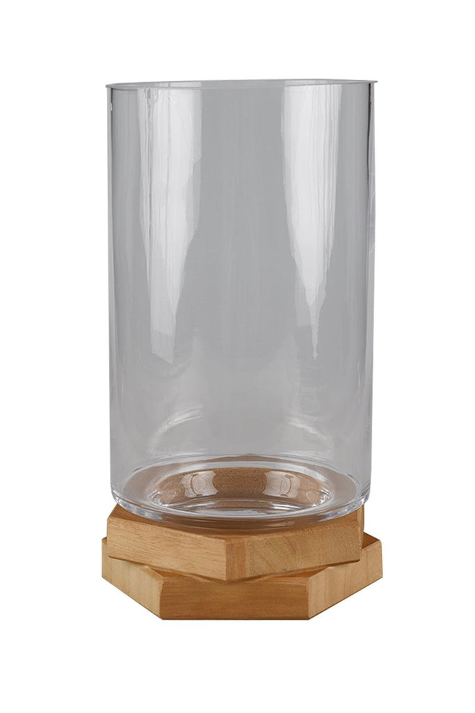 Glass Cylinder On Wooden Base