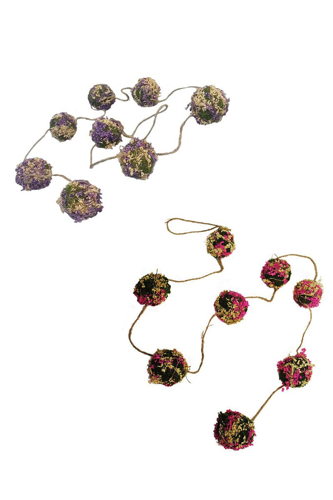 Moss Orbs w Flowers Garland