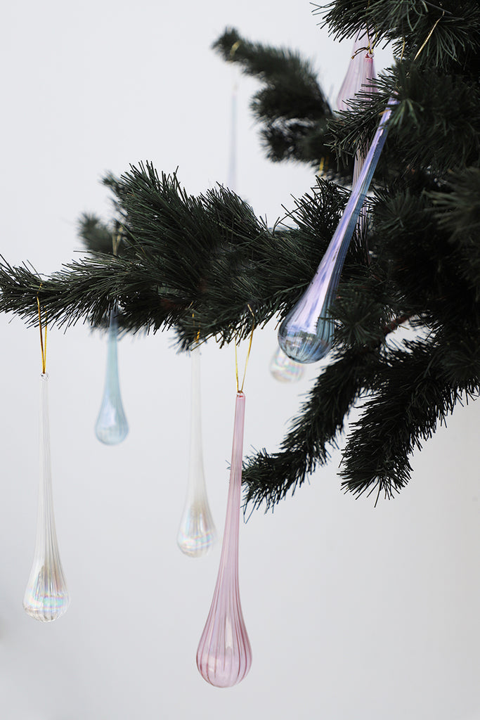 Glass Tear Drop Hanging Ornaments